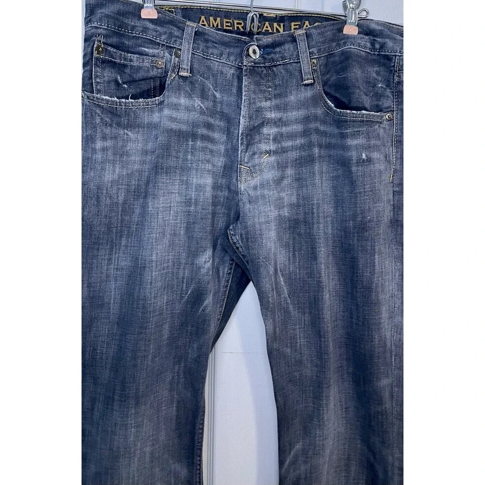 American Eagle Outfitters Size 34 X 32 Vintage Dark Grey Wash Denim Button Fly